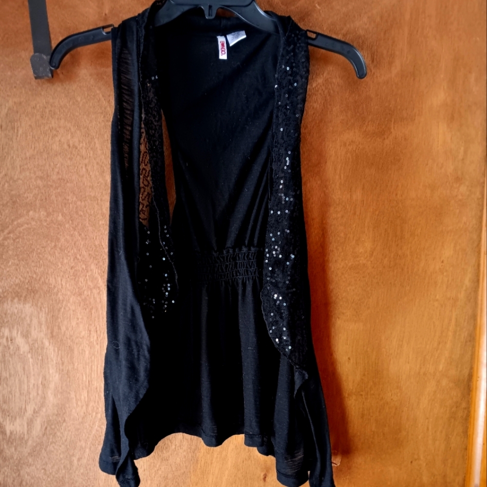 Bongo Black Sleeveless Top with Sequin Detail